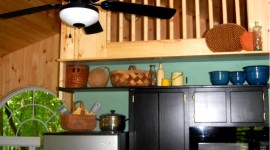 Eco Cabin Kitchen w/ Loft overhead